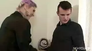 body art milf services a hard shaft from behind ends with cum on ass